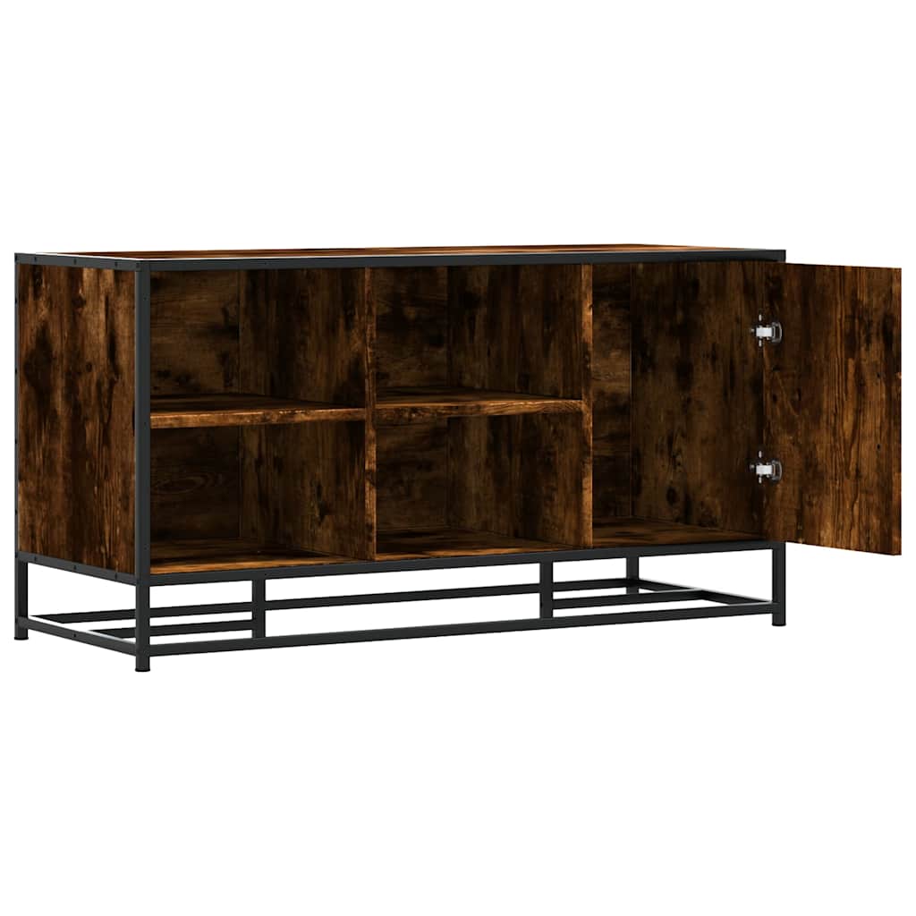vidaXL Shoe Bench Smoked Oak 100x40x53.5 cm Engineered Wood and Metal 5