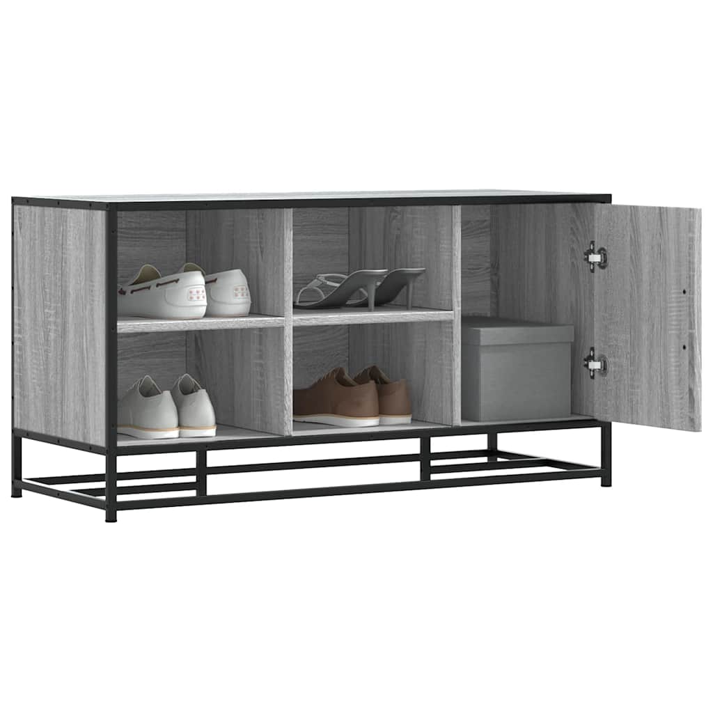 vidaXL Shoe Bench Grey Sonoma 100x40x53.5 cm Engineered Wood and Metal 1