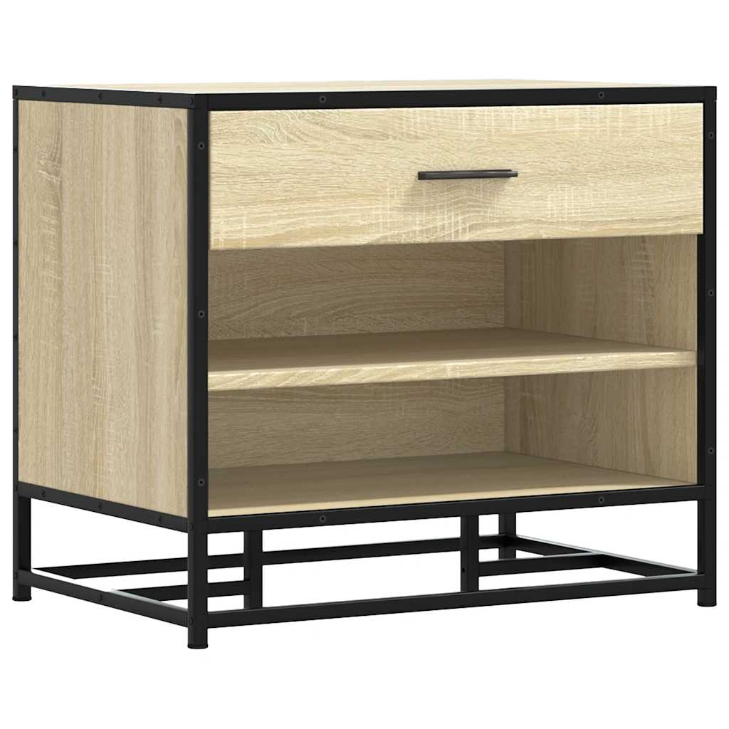vidaXL Shoe Bench Sonoma Oak 60x40x53.5 cm Engineered Wood and Metal 2