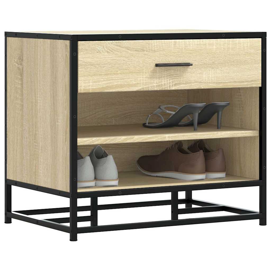 vidaXL Shoe Bench Sonoma Oak 60x40x53.5 cm Engineered Wood and Metal 1