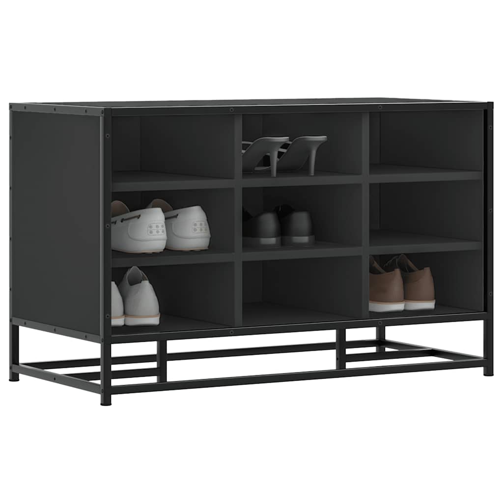 vidaXL Shoe Bench Black 84x40x53.5 cm Engineered Wood and Metal 1