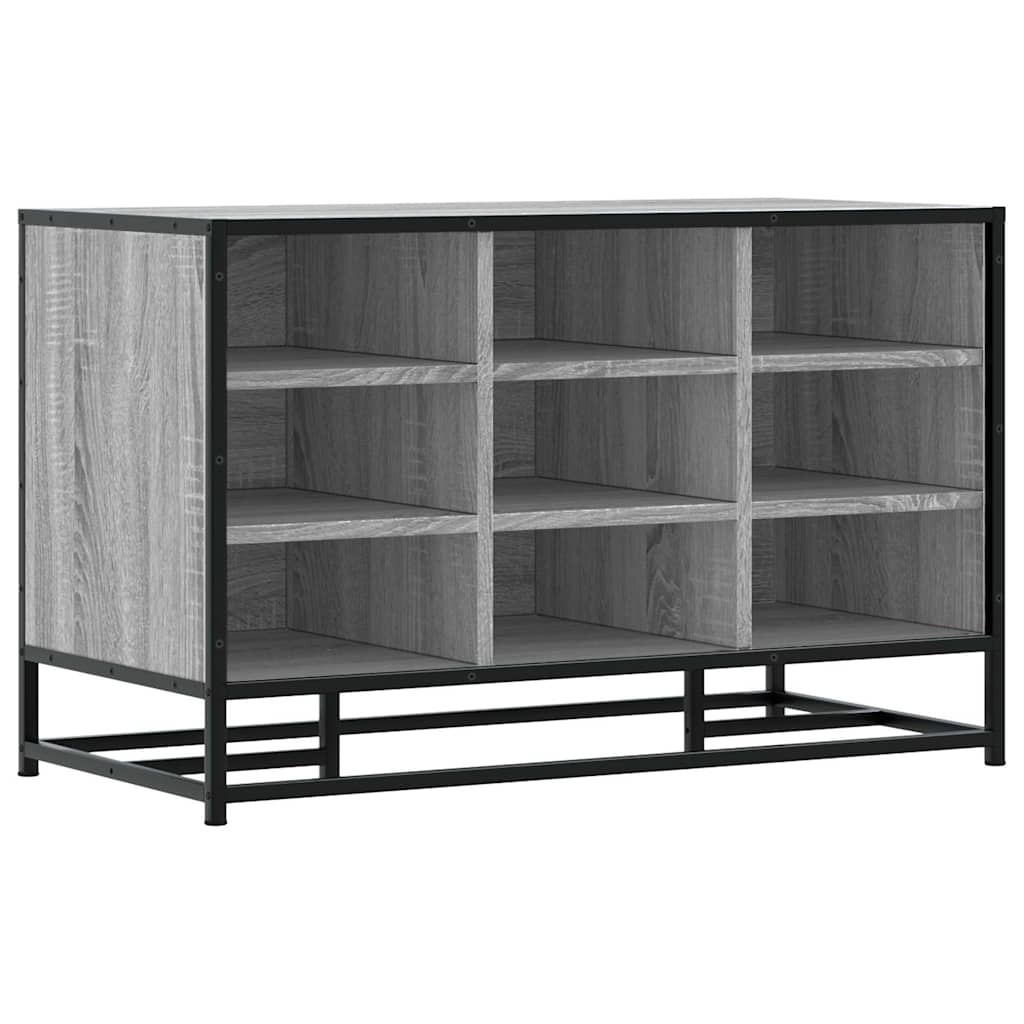 vidaXL Shoe Bench Grey Sonoma 84x40x53.5 cm Engineered Wood and Metal 2