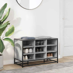 vidaXL Shoe Bench Grey Sonoma 84x40x53.5 cm Engineered Wood and Metal 3