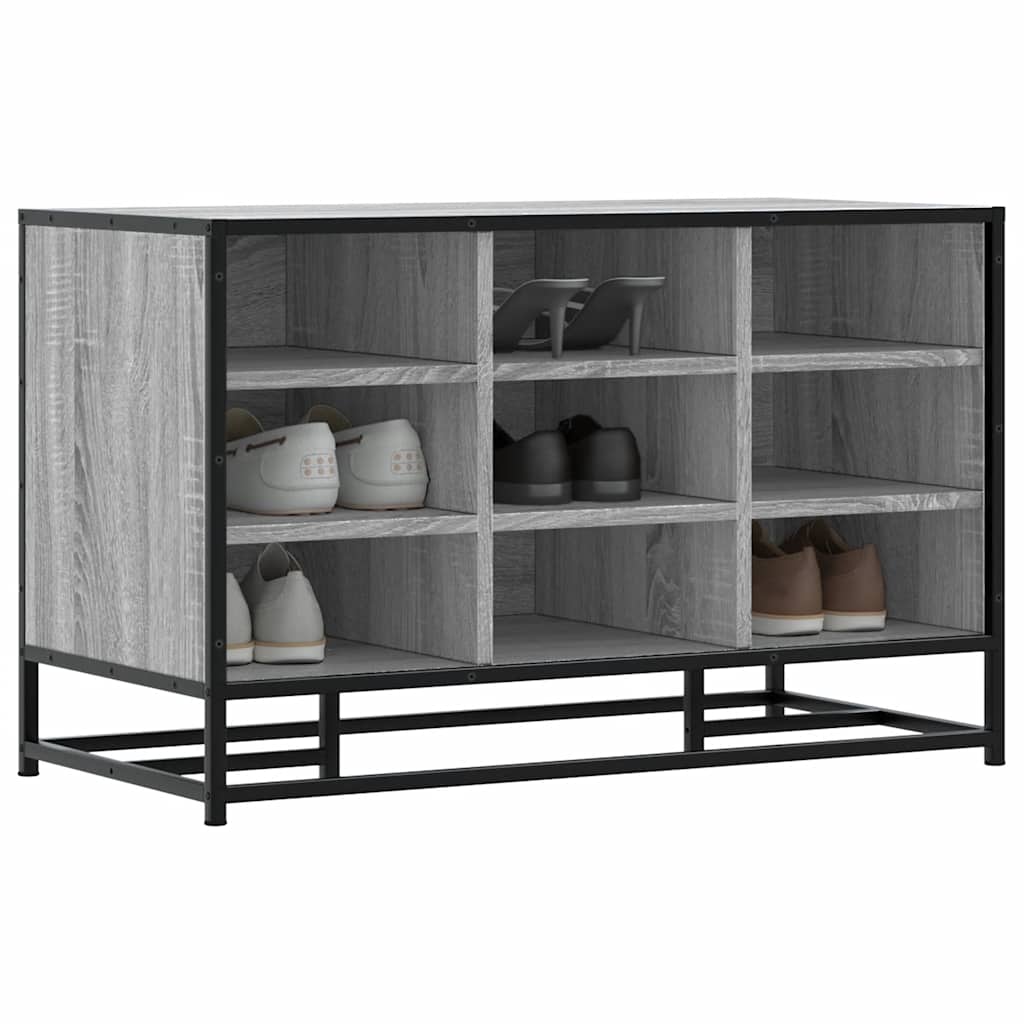 vidaXL Shoe Bench Grey Sonoma 84x40x53.5 cm Engineered Wood and Metal 1