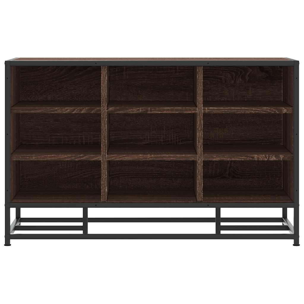 vidaXL Shoe Bench Brown Oak 84x40x53.5 cm Engineered Wood and Metal 4