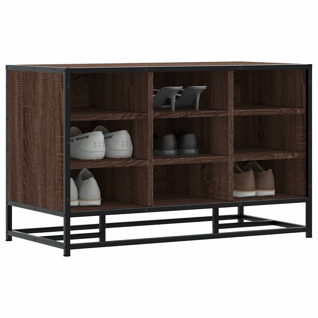 vidaXL Shoe Bench Brown Oak 84x40x53.5 cm Engineered Wood and Metal 1