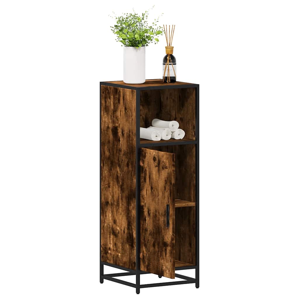 vidaXL Bathroom Cabinet Smoked Oak 35x37.5x100 cm Engineered Wood 1