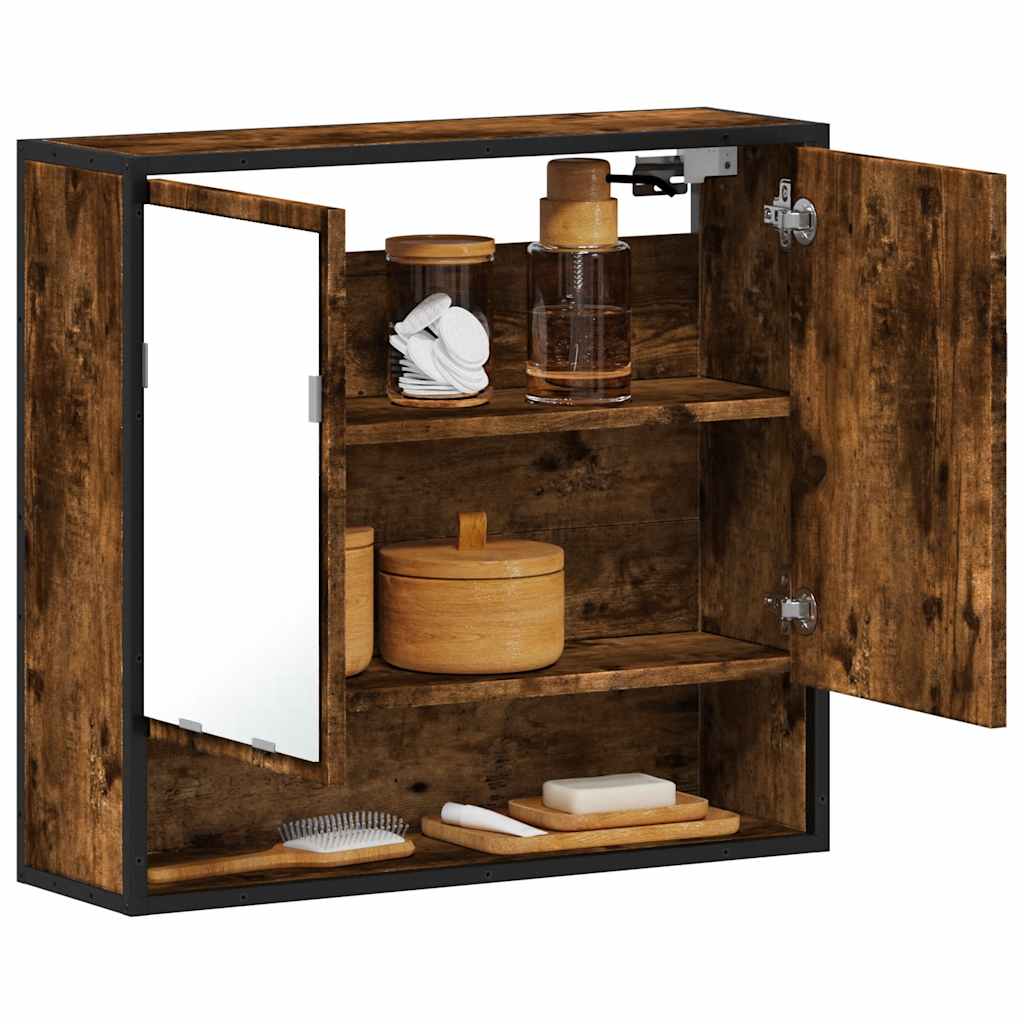 Bathroom Mirror Cabinet 65x20x60 cm Engineered Wood Smoked oak