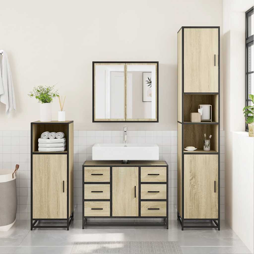 Bathroom Cabinet 80 x 33 x 60 cm Engineered Wood Sonoma oak