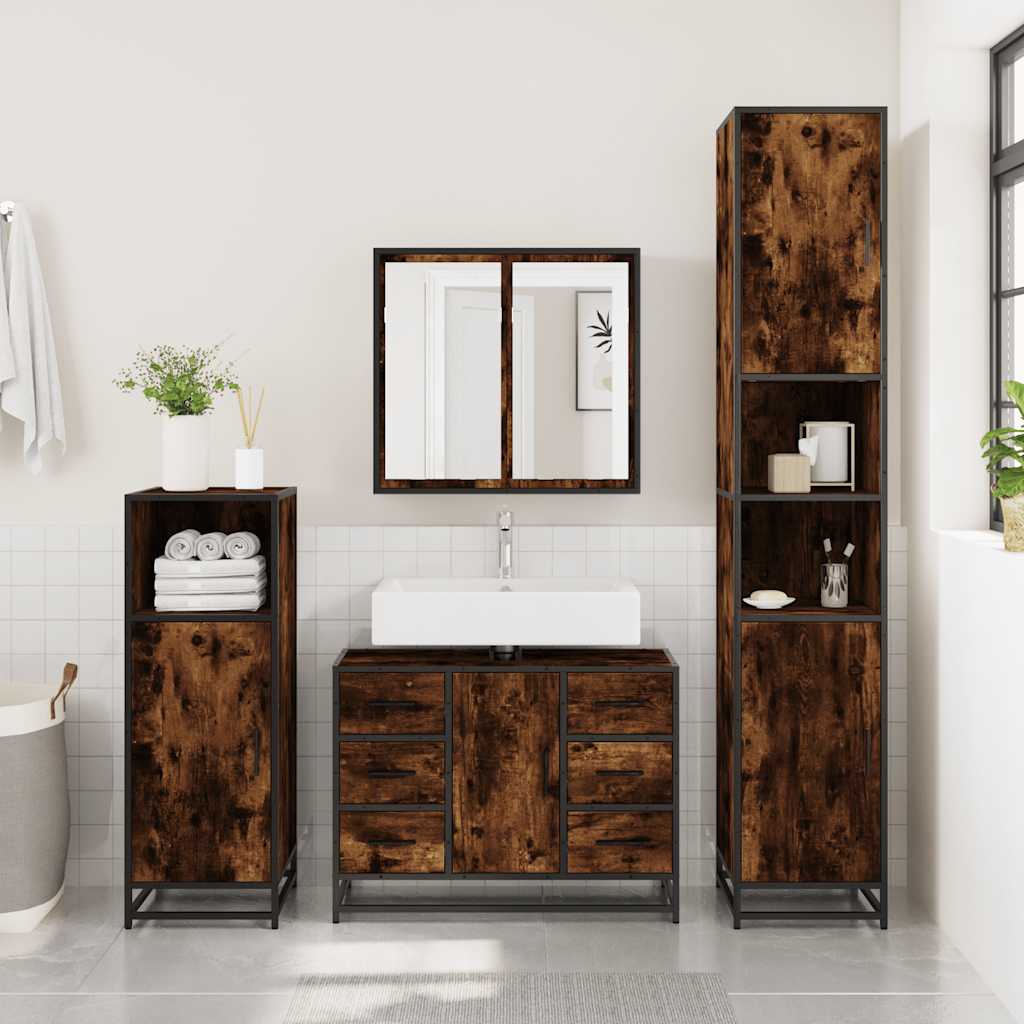 Bathroom Cabinet 80 x 33 x 60 cm Engineered Wood Smoked oak