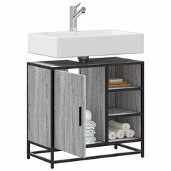 vidaXL Bathroom Sink Cabinet Grey Sonoma 65x33x60 cm Engineered Wood 1