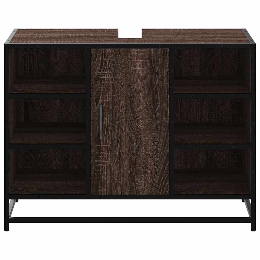 vidaXL Bathroom Sink Cabinet Brown Oak 80x33x60 cm Engineered Wood 5