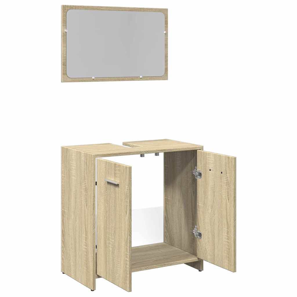 vidaXL 2 Piece Bathroom Furniture Set Sonoma Oak Engineered Wood 5