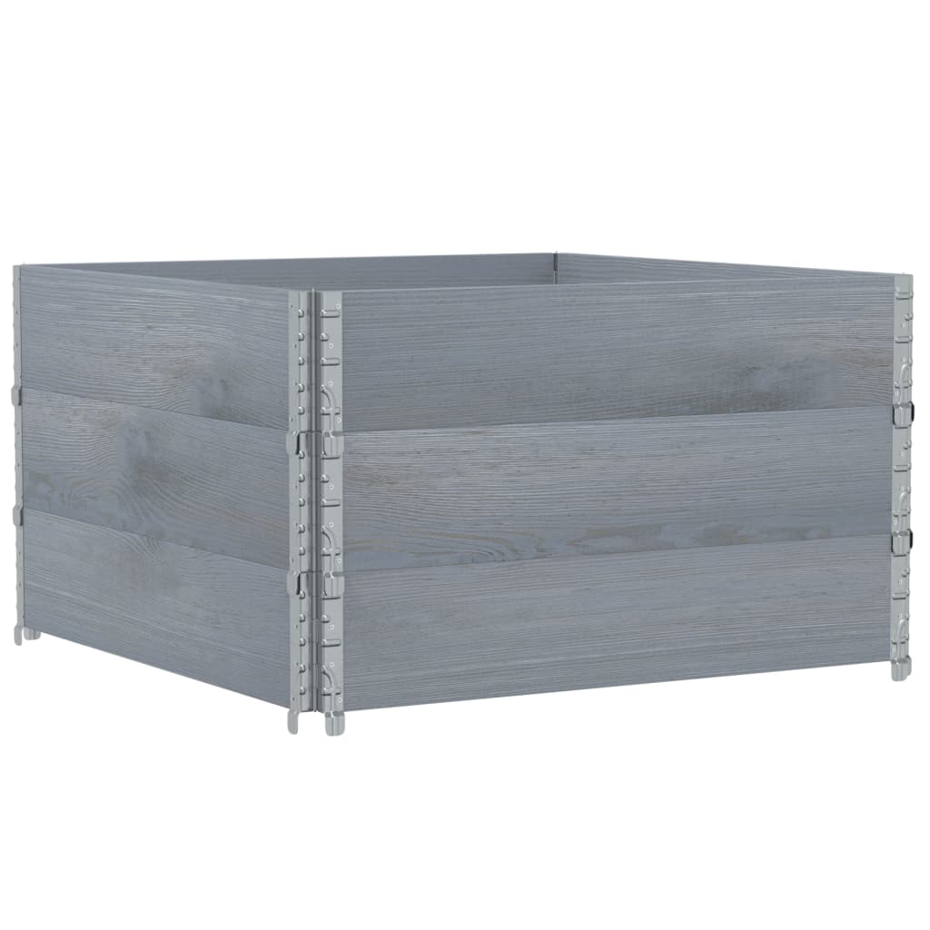 Pallet Collars Solid Wood Pine 3 pcs Grey 100 cm 100 cm