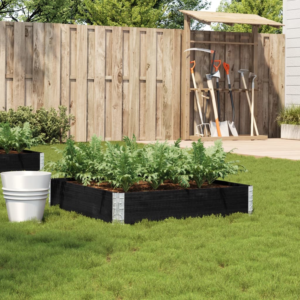 vidaXL Garden Planter Black 100x100 cm Solid Wood Pine 1