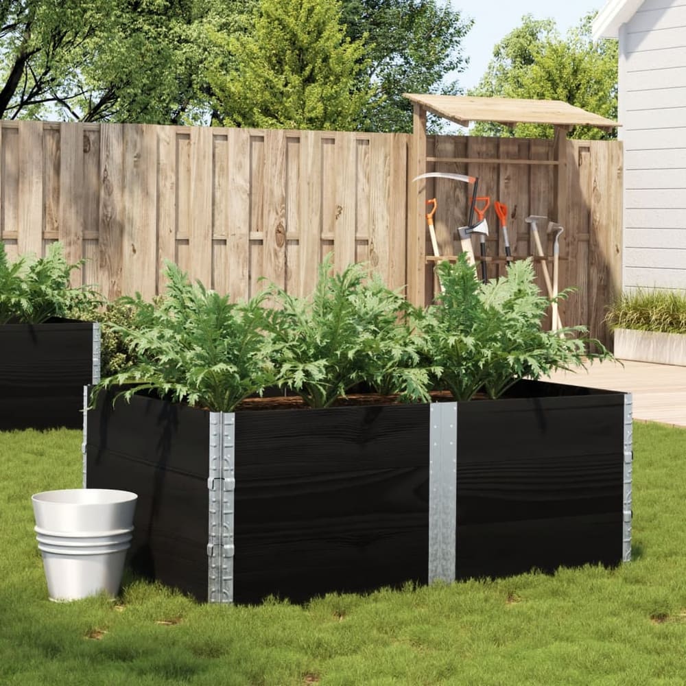 Garden Planter 80x60 cm Solid Wood Pine Height 60.5 cm Black 150 cm 100 cm
