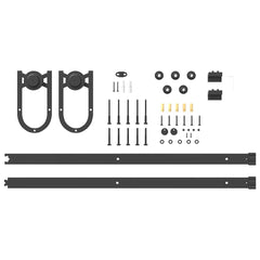 vidaXL Sliding Door Hardware Kit 183 cm Steel Black 5