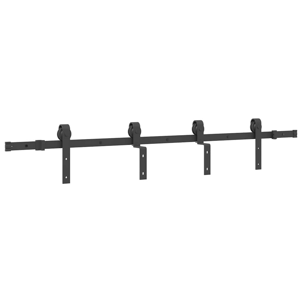 vidaXL Sliding Door Hardware Kit 183 cm Steel Black 4