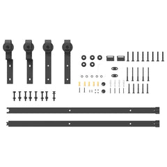 vidaXL Sliding Door Hardware Kit 200 cm Steel Black 5