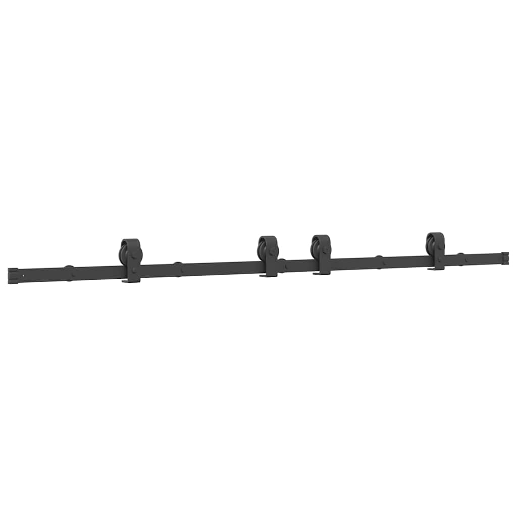 Sliding Door Hardware Kit Steel Black 183 cm