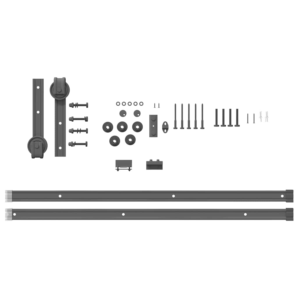 vidaXL Sliding Door Hardware Kit 183 cm Steel Black 5