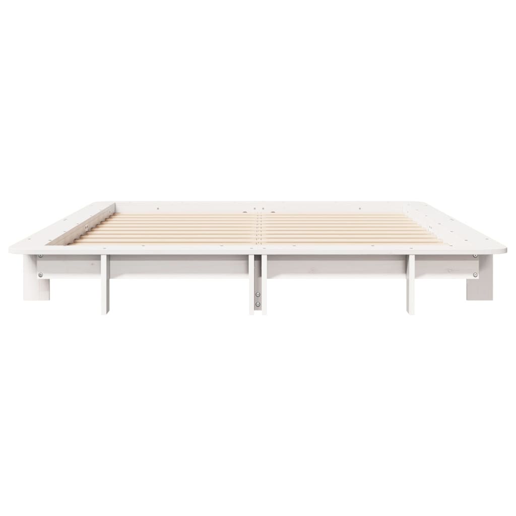 Bed Frame without Mattress Solid Wood Pine Length 190 cm White 140 cm