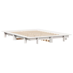 Bed Frame without Mattress Solid Wood Pine Length 190 cm White 140 cm