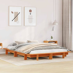 Bed Frame without Mattress Solid Wood Pine Length 190 cm Wax brown 120 cm