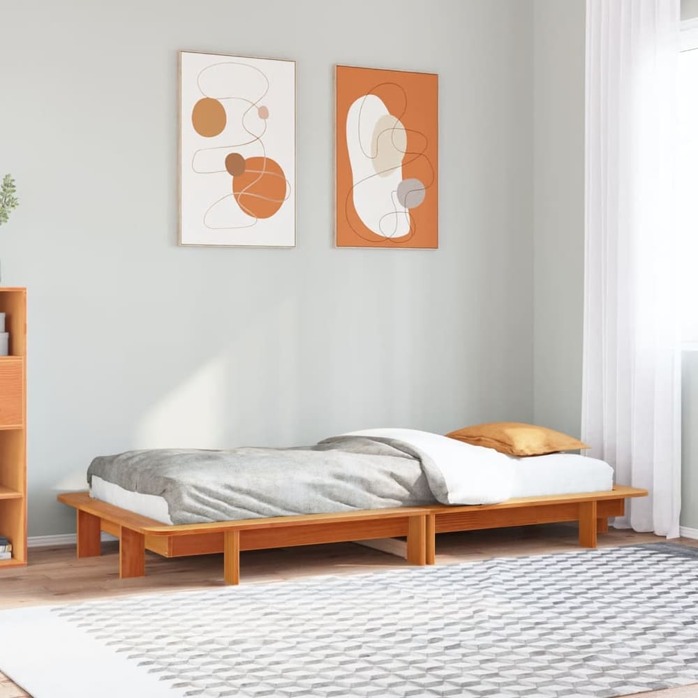 Bed Frame without Mattress Solid Wood Pine Length 190 cm Wax brown 75 cm