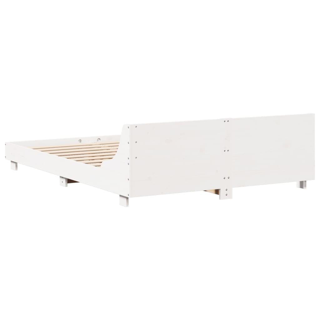 Bed Frame without Mattress Solid Wood Pine Length 200 cm White 150 cm
