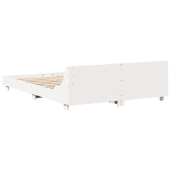 Bed Frame without Mattress Solid Wood Pine Length 200 cm White 150 cm