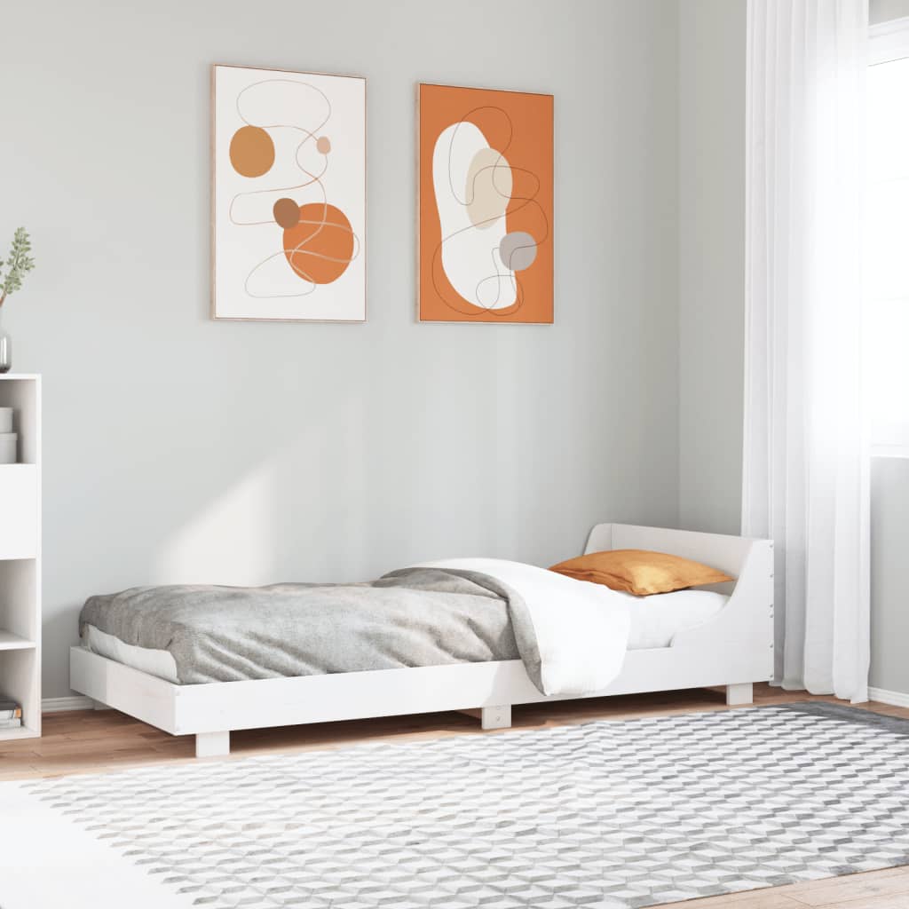 Bed Frame without Mattress Solid Wood Pine Length White