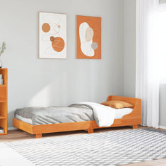 Bed Frame without Mattress Solid Wood Pine Length 200 cm Wax brown 90 cm