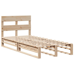 Bed Frame without Mattress Solid Wood Pine Length 190 cm Natural 90 cm