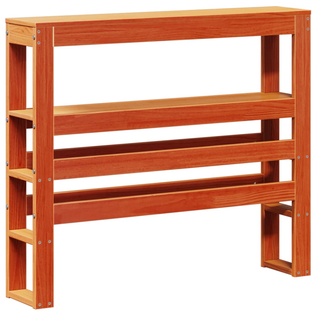 Headboard with Shelves 90 cm Solid Wood Pine Wax Brown 81 x 19 x 82 cm