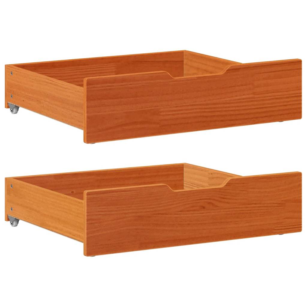 vidaXL Under-Bed Drawers 2 pcs Wax Brown 75x55x17 cm Solid Wood Pine 1