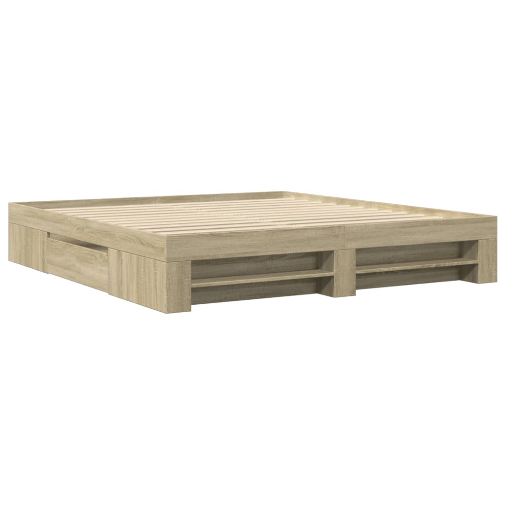 Bed Frame without Mattress Engineered Wood Length 200 cm Sonoma Oak 180 cm