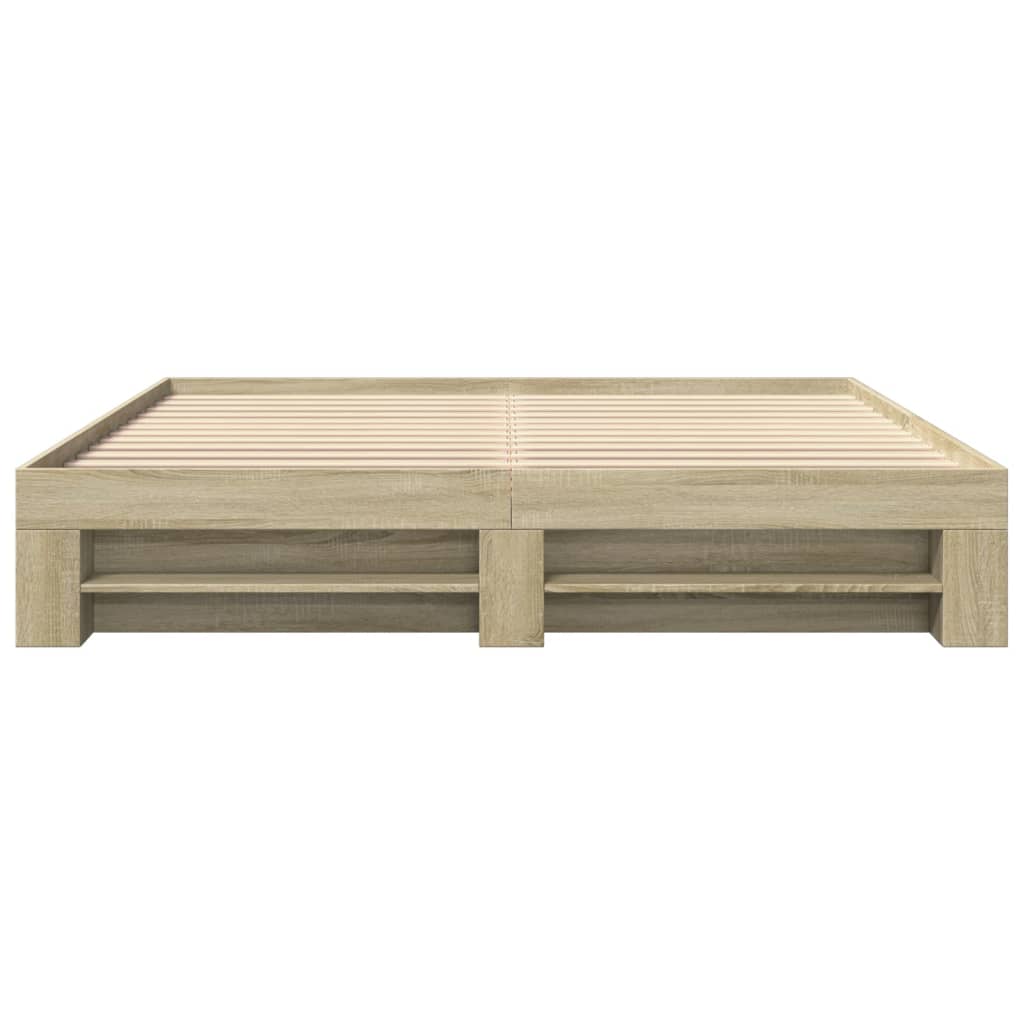 Bed Frame without Mattress Engineered Wood Length 200 cm Sonoma Oak 180 cm