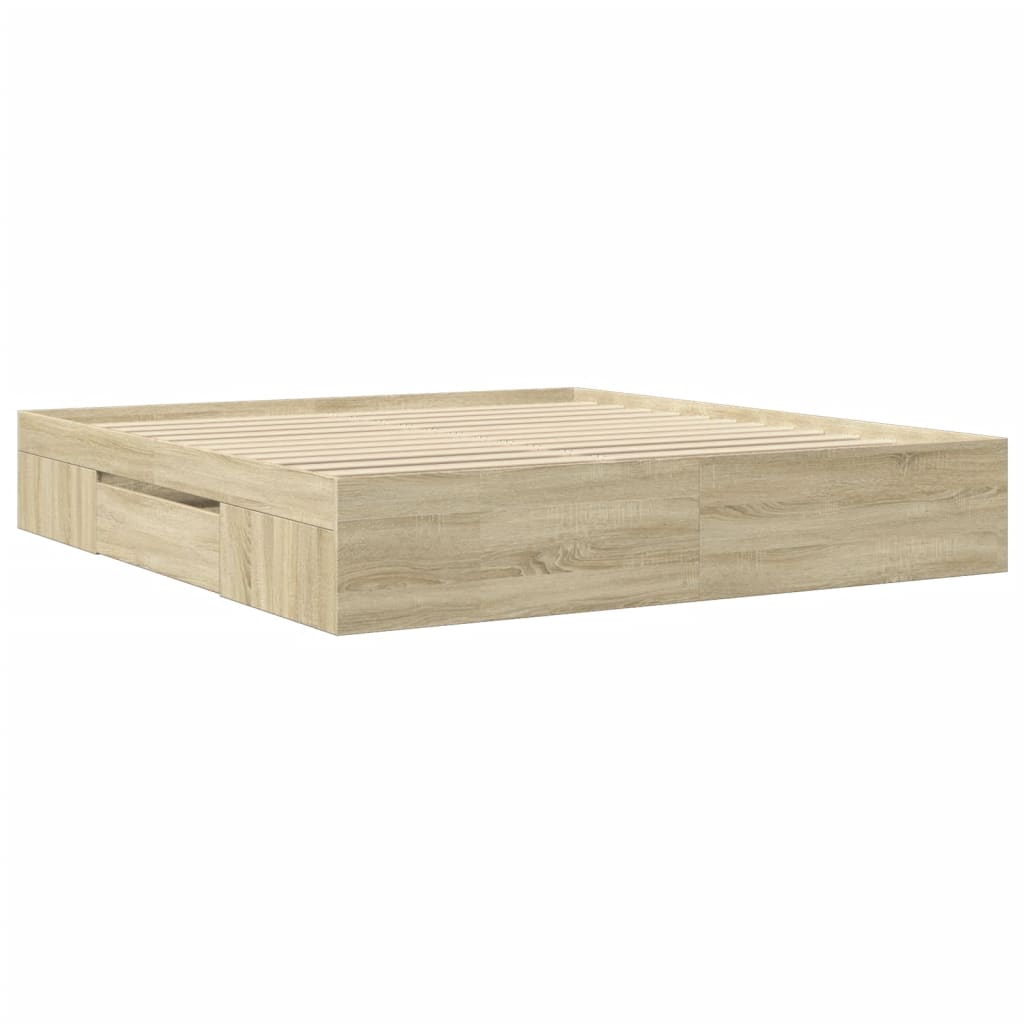 Bed Frame without Mattress Engineered Wood Length 200 cm Sonoma Oak 180 cm