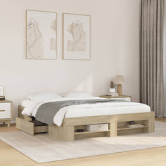 Bed Frame without Mattress Engineered Wood Length 200 cm Sonoma Oak 150 cm