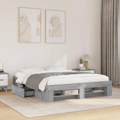 Bed Frame without Mattress Length 200 cm Grey Sonoma 150 cm