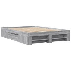 Bed Frame without Mattress Length 200 cm Grey Sonoma 120 cm