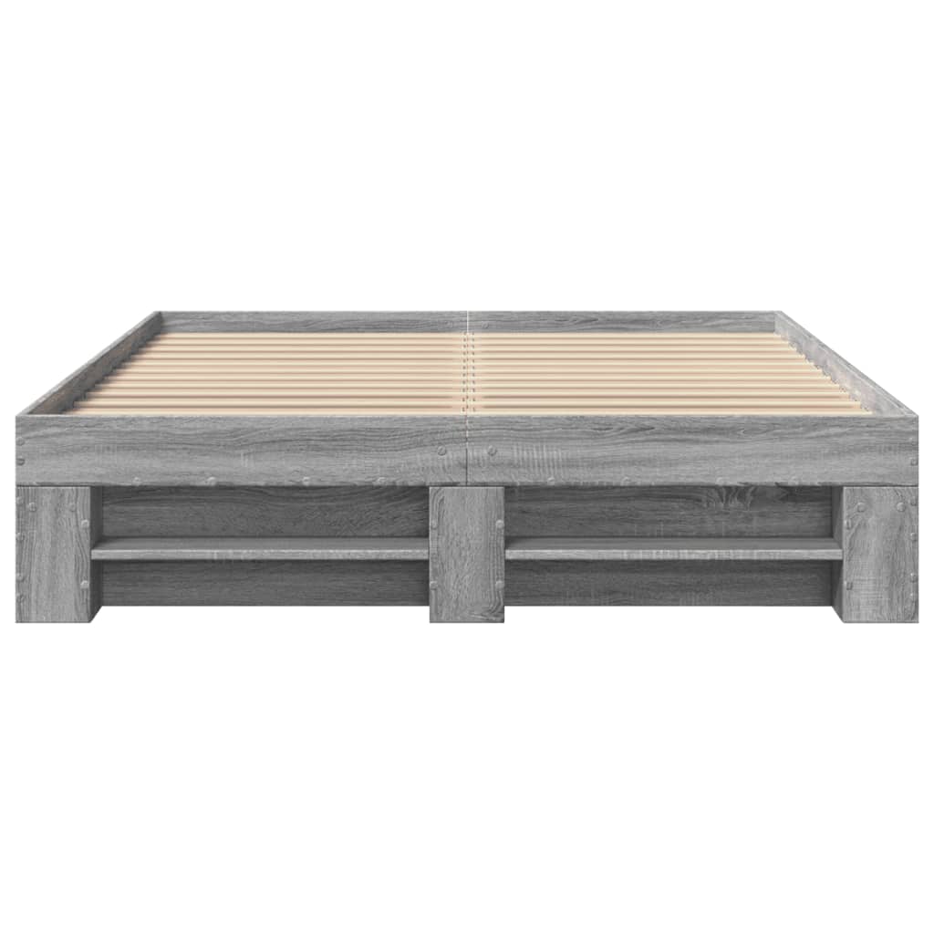 Bed Frame without Mattress Length 200 cm Grey Sonoma 120 cm