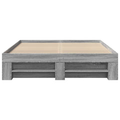 Bed Frame without Mattress Length 200 cm Grey Sonoma 120 cm