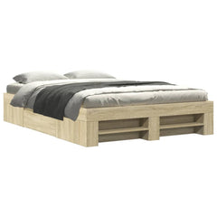 Bed Frame without Mattress 135x190 cm Engineered Wood Sonoma oak