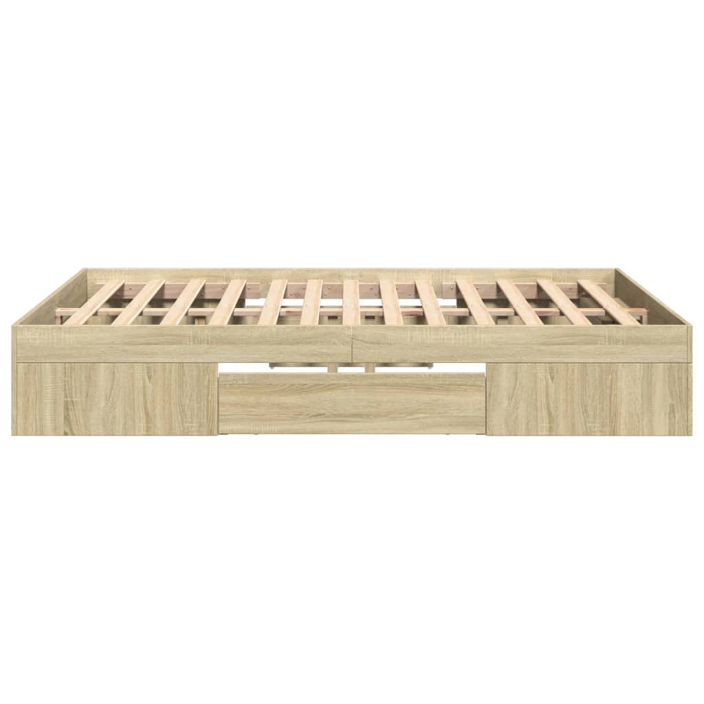 Bed Frame without Mattress 135x190 cm Engineered Wood Sonoma oak
