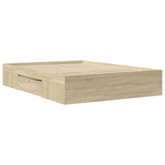 Bed Frame without Mattress 135x190 cm Engineered Wood Sonoma oak