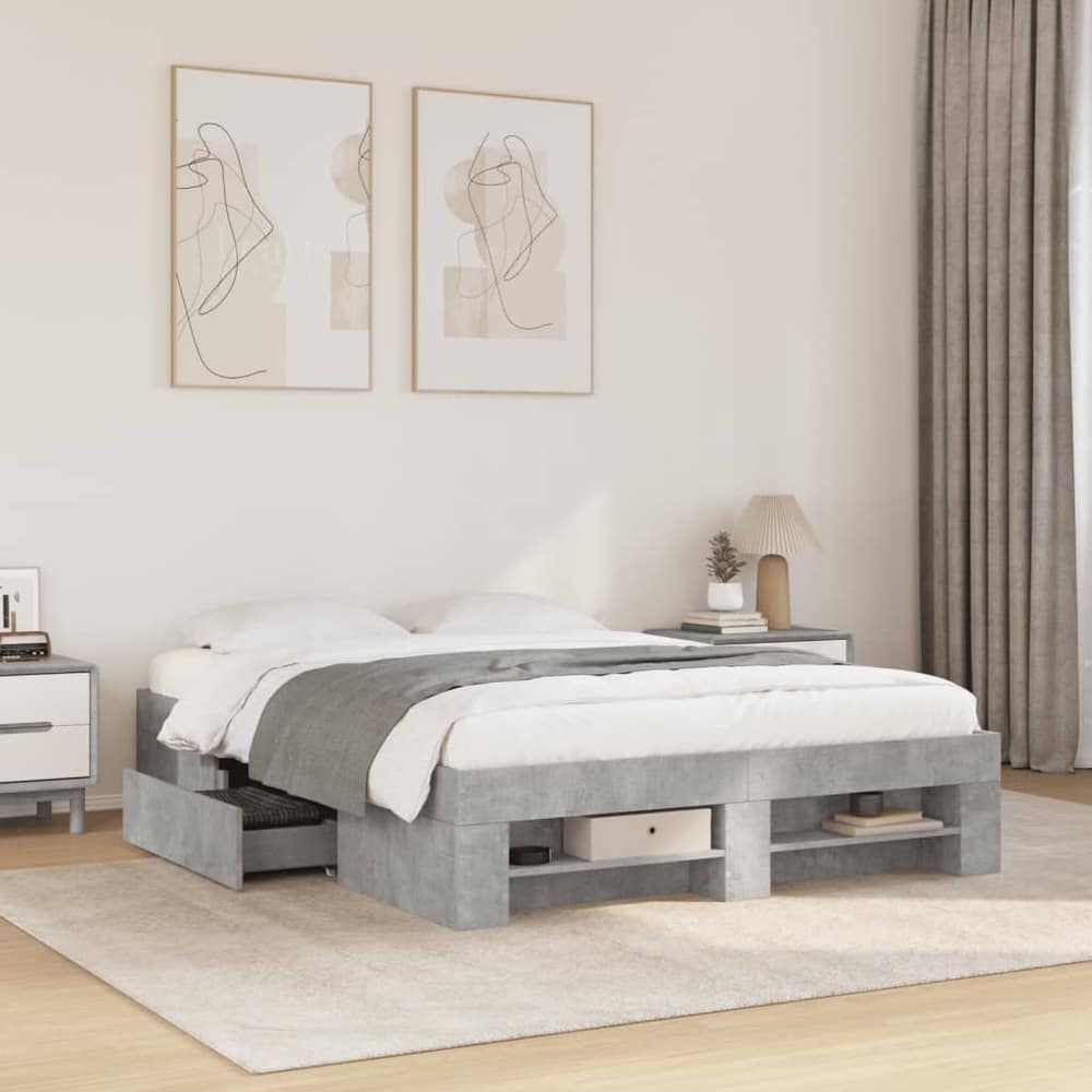Bed Frame without Mattress Concrete grey