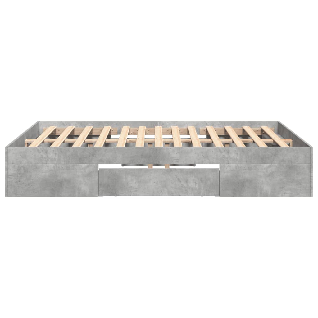 Bed Frame without Mattress 120x190cm Engineered Wood Concrete grey