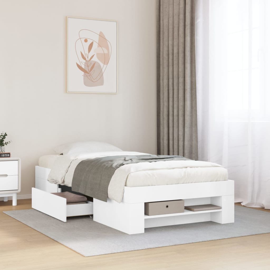 Bed Frame without Mattress 90x190 cm Engineered Wood White